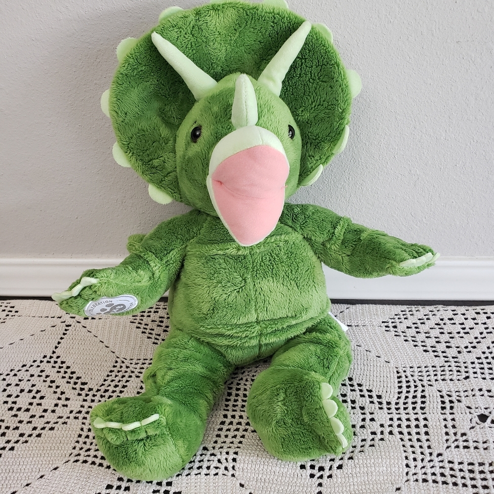 Build A Bear Green Triceratops Dinosaur Plush Stuffed  Animal Toy BAB